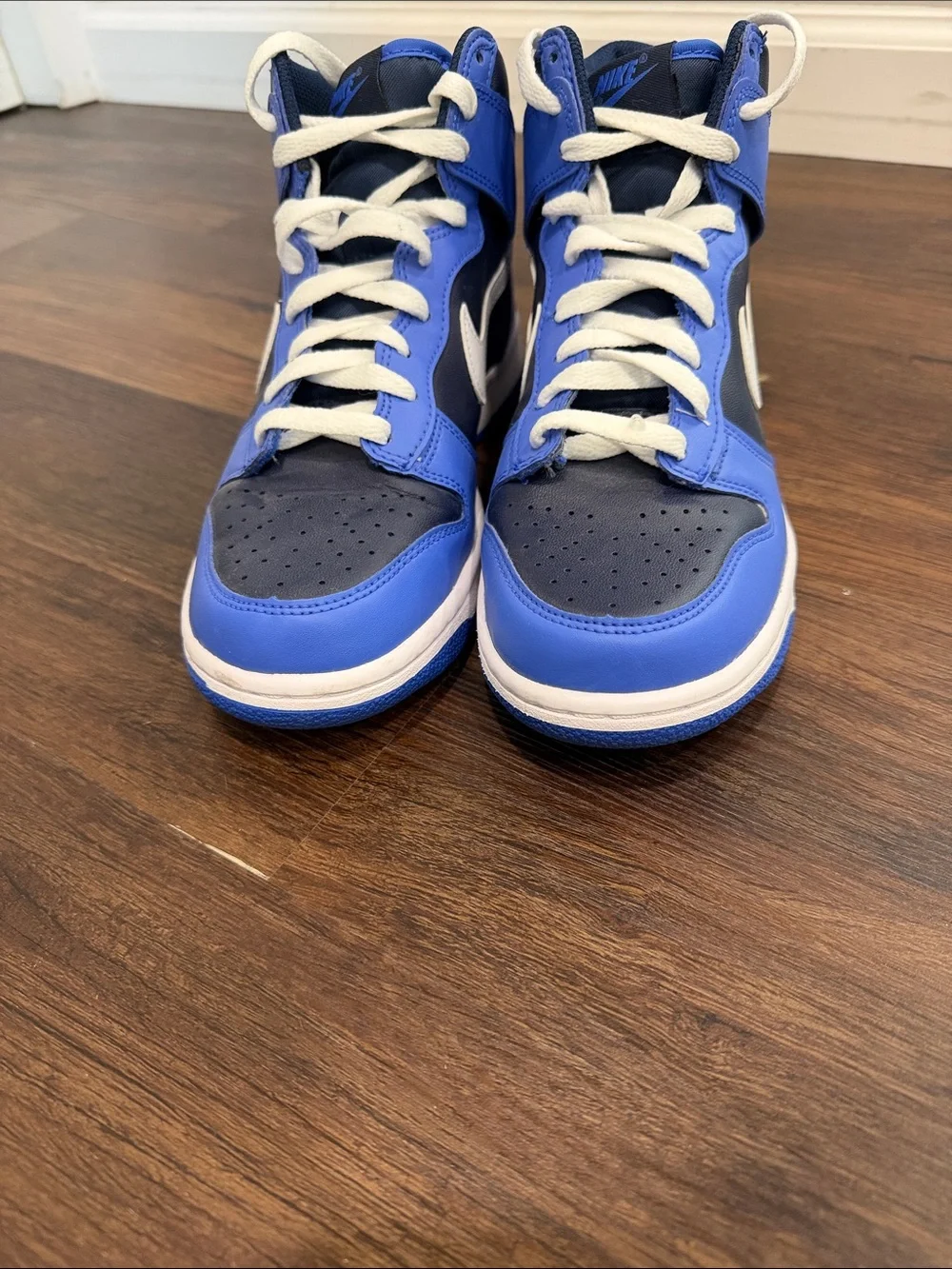 Nike Kids High-Top Sneakers in Blue and White